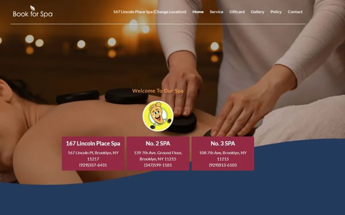Book for Spa portada del sitio web del cliente