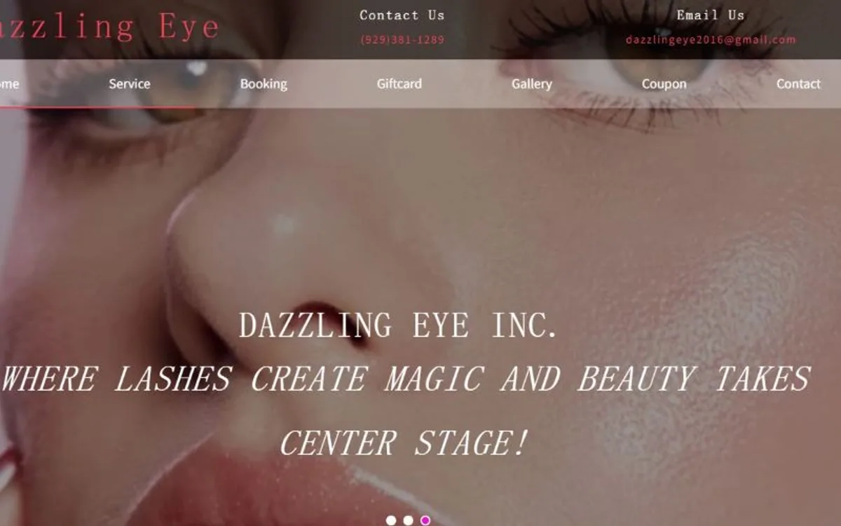 Dazzling Eye portada del sitio web del cliente