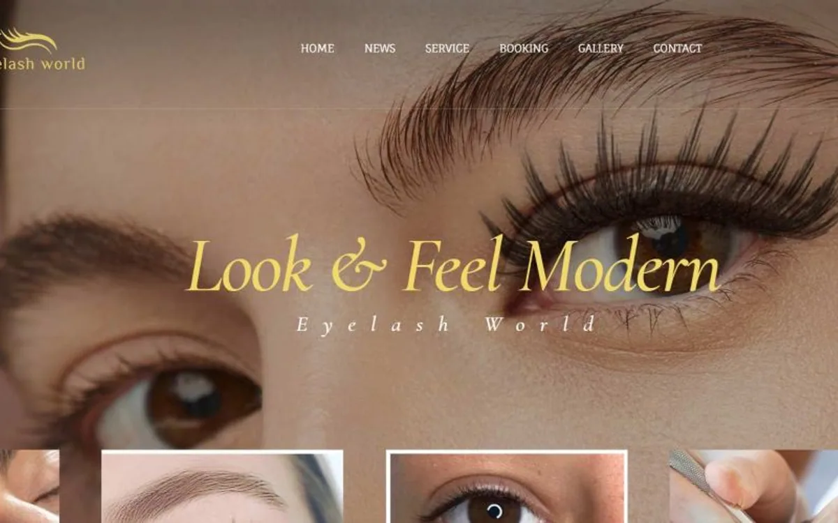 Eyelash World portada del sitio web del cliente