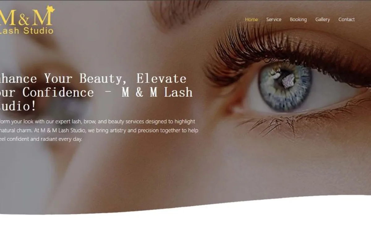 M & M Lash Studio portada del sitio web del cliente