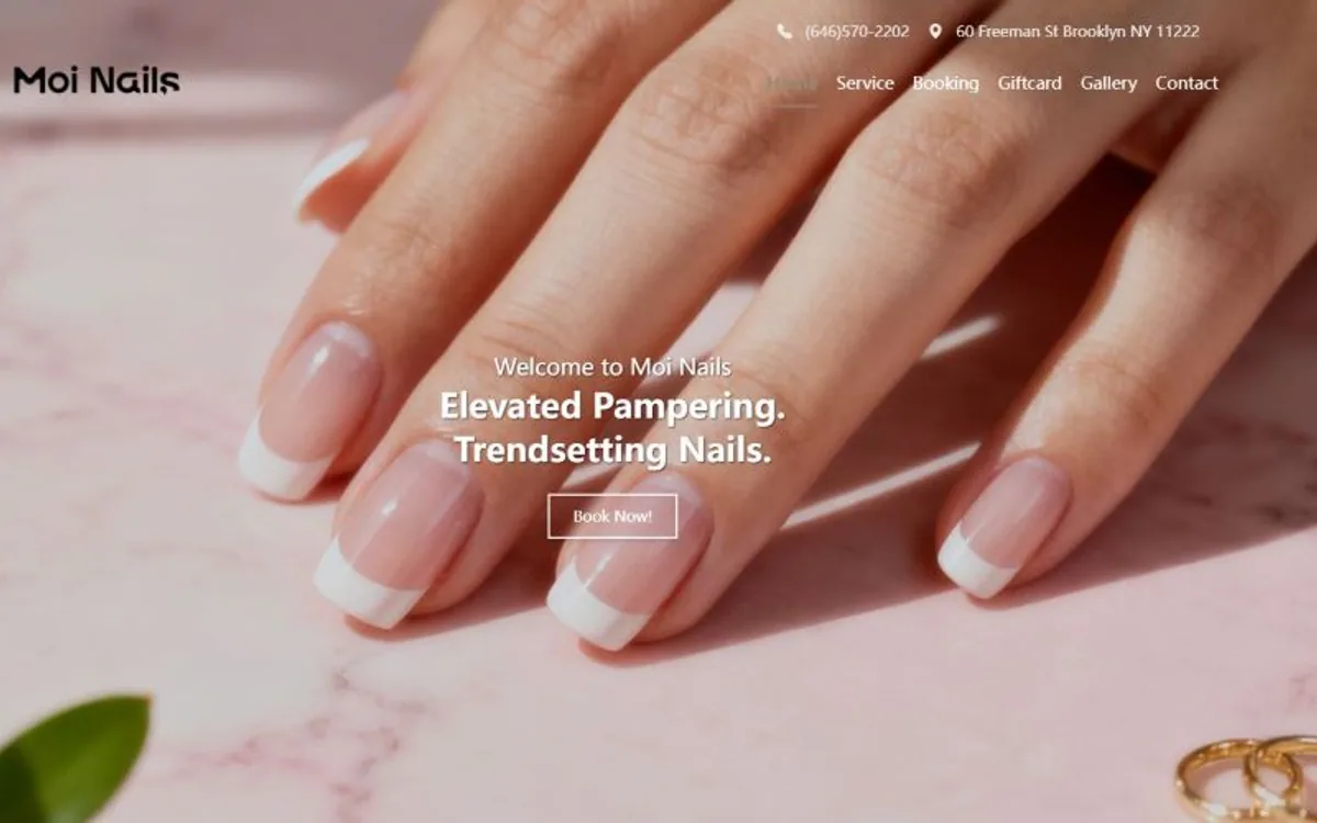 Moi Nails portada del sitio web del cliente