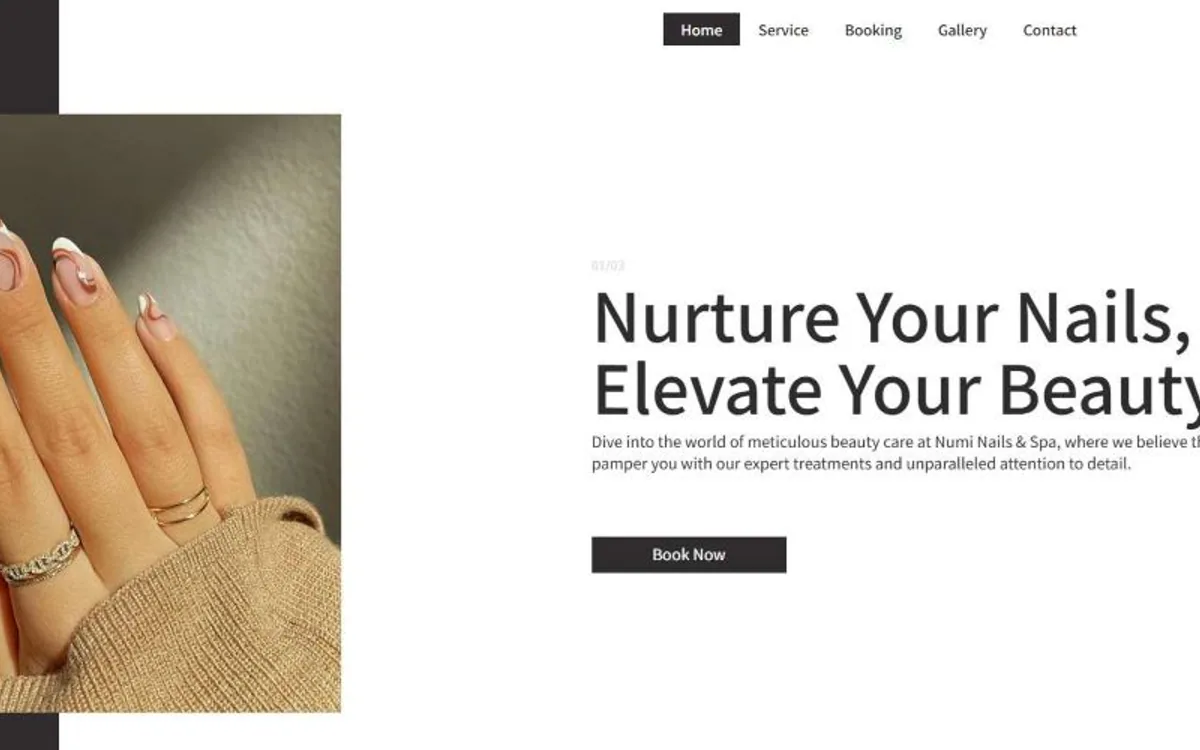 Numi Nails & Spa portada del sitio web del cliente
