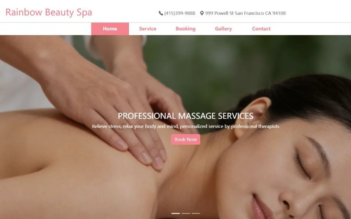Rainbow Beauty Spa portada del sitio web del cliente