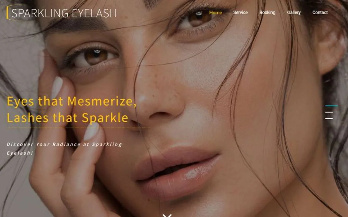 Sparkling Eyelash portada del sitio web del cliente